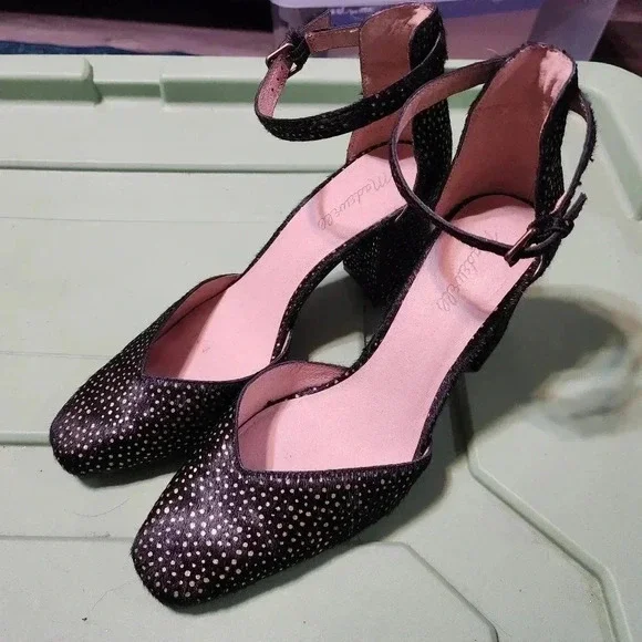 Madewell the Dove Sandal in Metallic Dot Calf Half Block High Heel Women's 10 - Picture 6 of 14